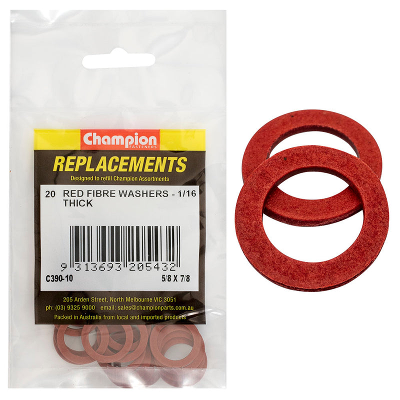 Champion 5/8in x 7/8in x 1/16in Red Fibre Washer -20pk Default Title