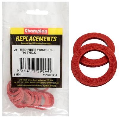 Champion 11/16in x 15/16in x 1/16in Red Fibre Washer -20pk Default Title