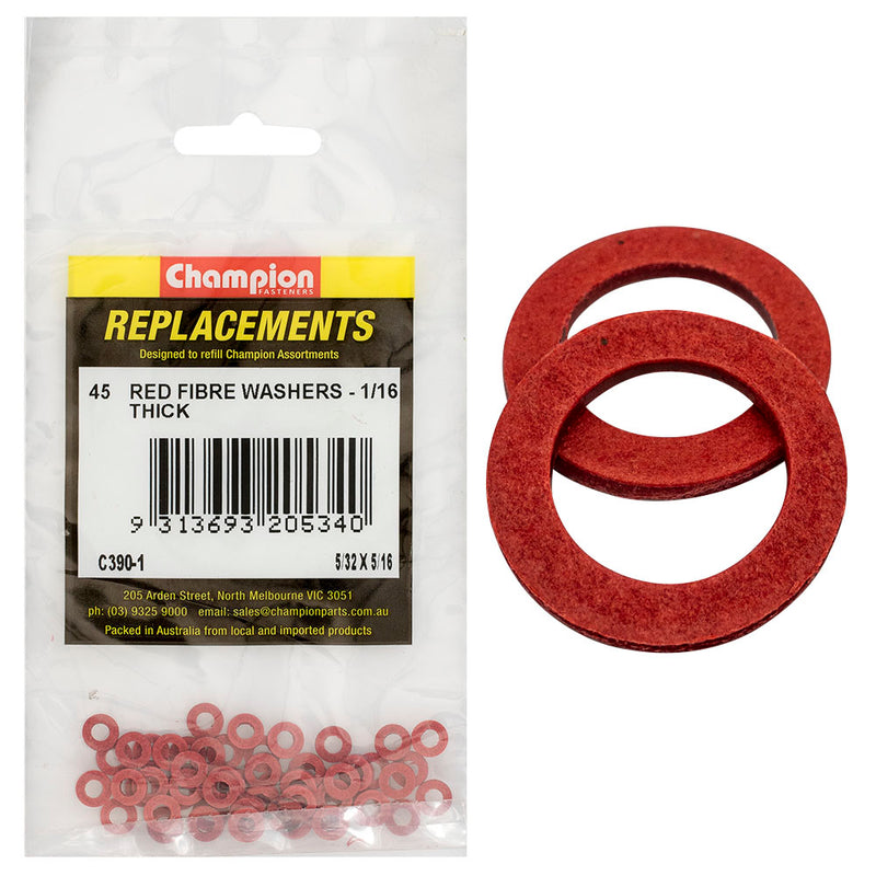 Champion 5/32in x 5/16in x 1/16in Red Fibre Washer -45pk Default Title