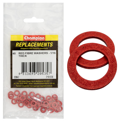 Champion 3/16in x 3/8in x 1/16in Red Fibre Washer -45pk Default Title