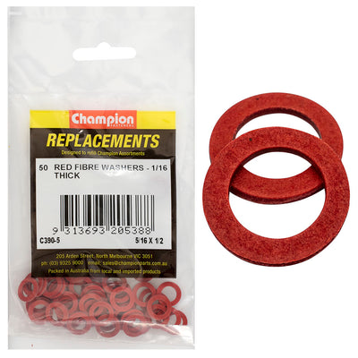 Champion 5/16in x 1/2in x 1/16in Red Fibre Washer -50pk Default Title