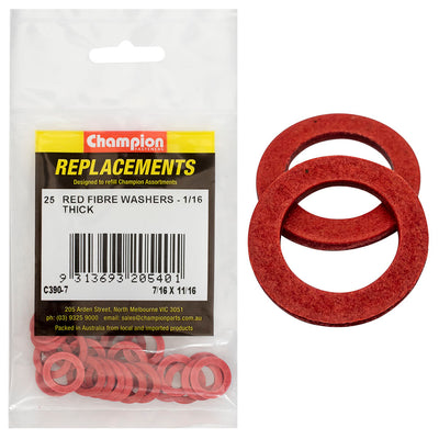 Champion 7/16in x 11/16in x 1/16in Red Fibre Washer -25pk Default Title