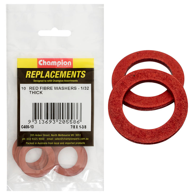 Champion 7/8in x 1-3/8in x 1/32in Red Fibre Washer -10pk Default Title