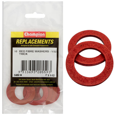 Champion 1in x 1-1/2in x 1/32in Red Fibre Washer -10pk Default Title