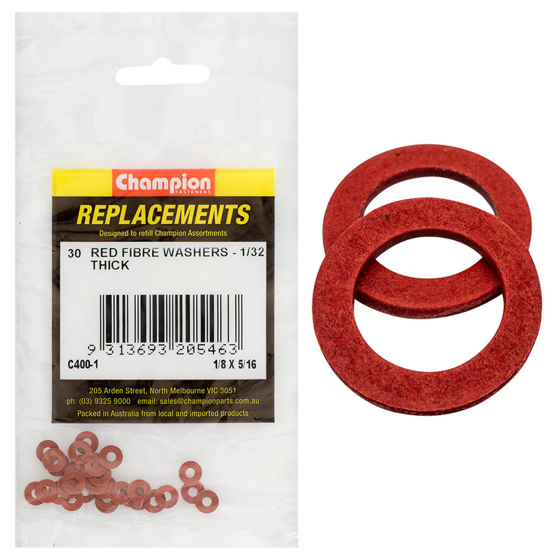 Champion 1/8in x 5/16in x 1/32in Red Fibre Washer -30pk Default Title