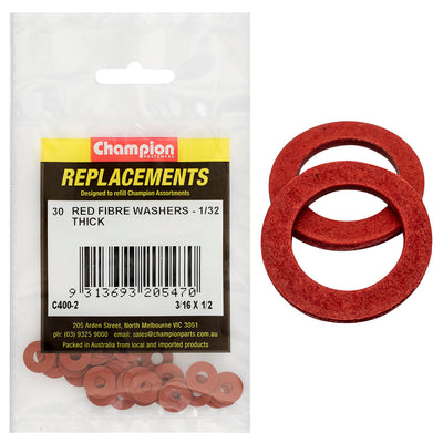 Champion 3/16in x 1/2in x 1/32in Red Fibre Washer -30pk Default Title