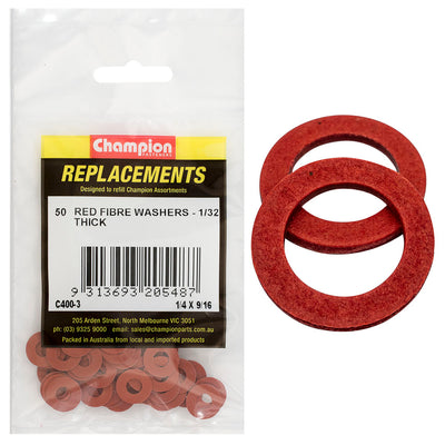 Champion 1/4in x 9/16in x 1/32in Red Fibre Washer -50pk Default Title