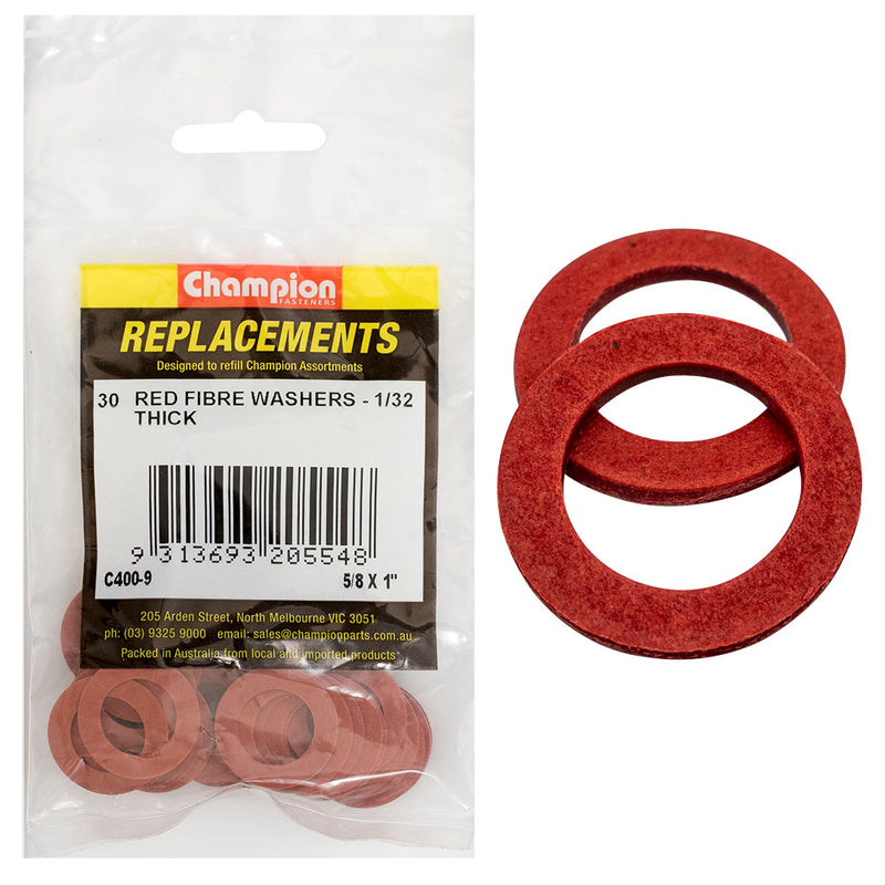 Champion 5/8in x 1in x 1/32in Red Fibre Washer -30pk Default Title