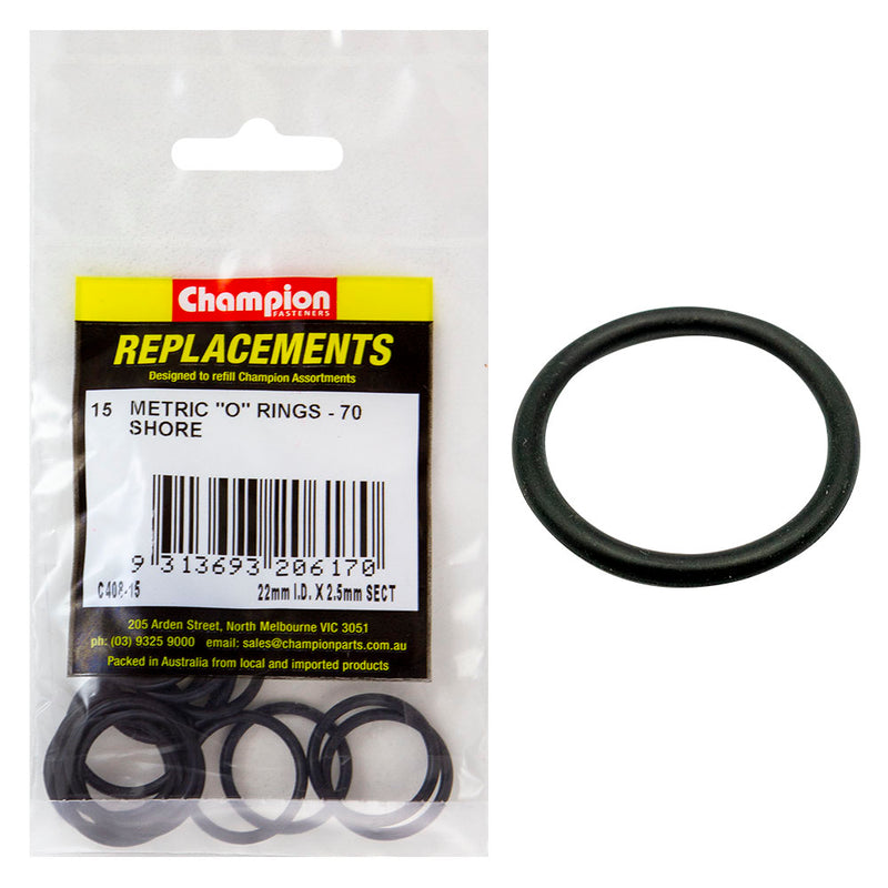 Champion 22mm (I.D.) x 2.5mm Metric O-Ring -15pk Default Title