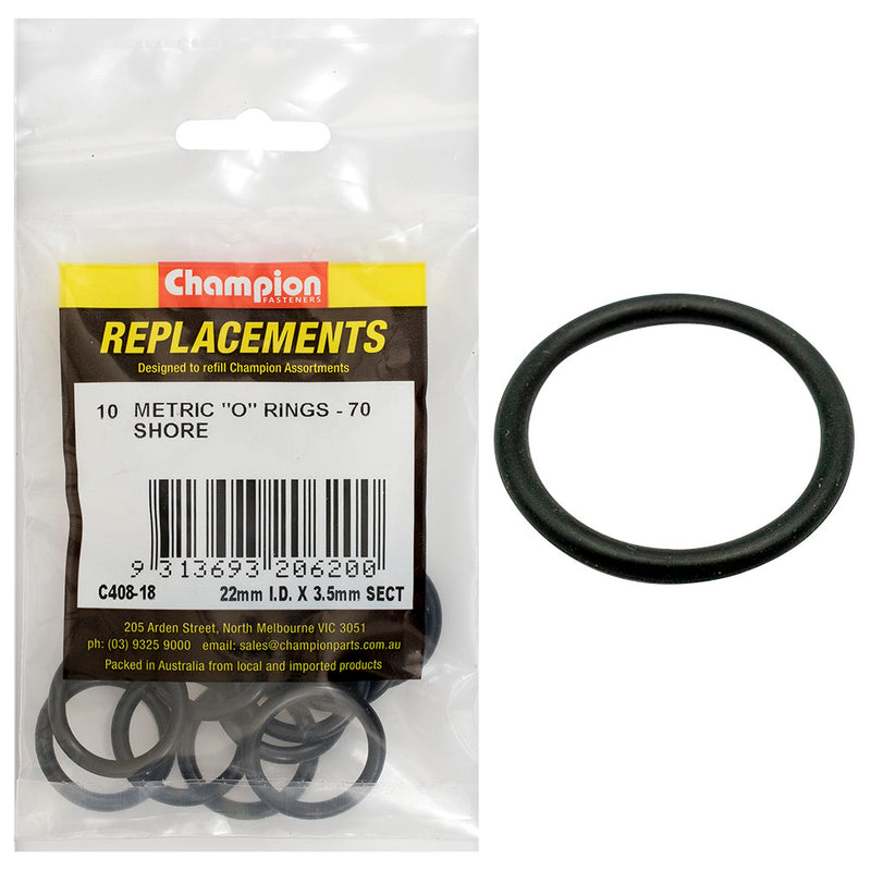 Champion 22mm (I.D.) x 3.5mm Metric O-Ring -10pk Default Title