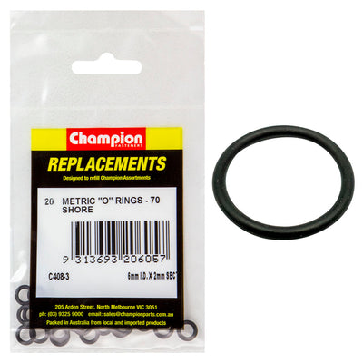 Champion 6mm (I.D.) x 2mm Metric O-Ring -20pk Default Title