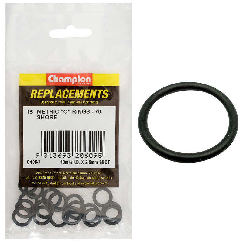 Champion 10mm (I.D.) x 2.5mm Metric O-Ring -15pk Default Title