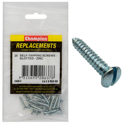 Champion 8G x 3/8in S/Tapping Screw Rsd Hd Phillips -25pk Default Title