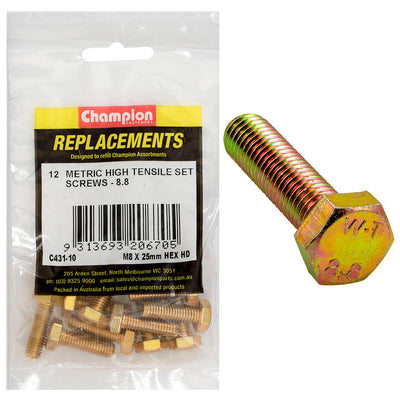 Champion M8 x 25mm x 1.25 Set Screw -Gr8.8 -12pk Default Title