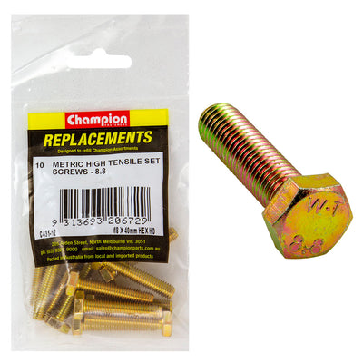 Champion M8 x 40mm x 1.25 Set Screw -Gr8.8 -10pk Default Title