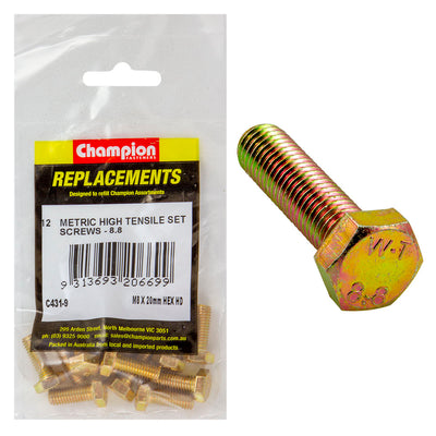 Champion M8 x 20mm x 1.25 Set Screw -Gr8.8 -12pk Default Title