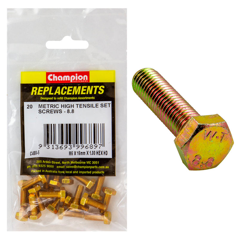 Champion M6 x 16mm x 1.00 Set Screw -Gr8.8 -20pk Default Title