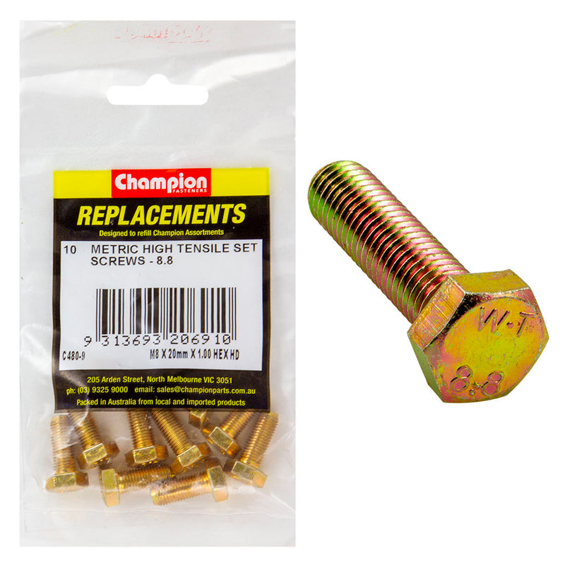 Champion M8 x 20mm x 1.00 Set Screw -Gr8.8 -10pk Default Title