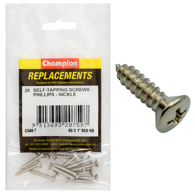 Champion 8G x 1in S/Tapping Screw Rsd Hd Phillips -20pk Default Title