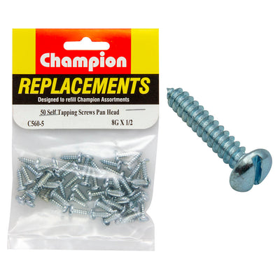 Champion 8G x 1/2in S/Tapping Screw Pan Head Slotted -50pk Default Title