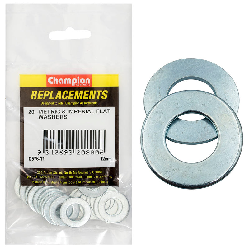 Champion M12 x 24mm x 1.6mm Flat Steel Washer -20pk Default Title