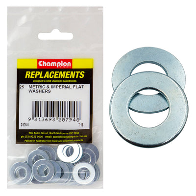 Champion 7/16in x 7/8in x 16G Flat Steel Washer -25pk Default Title