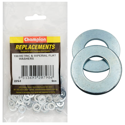 Champion M6 x 12.5mm x 1.2mm Flat Steel Washer -150pk Default Title