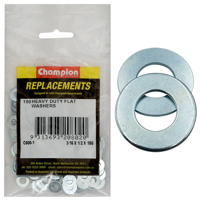 3/16IN X 1/2IN X 18G H/DUTY FLAT STEEL WASHER Default Title