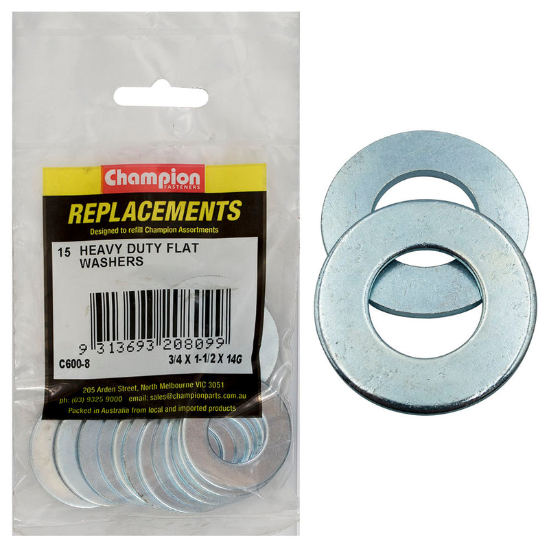 3/4IN X 1-1/2IN X 14G H/DUTY FLAT STEEL WASHER Default Title