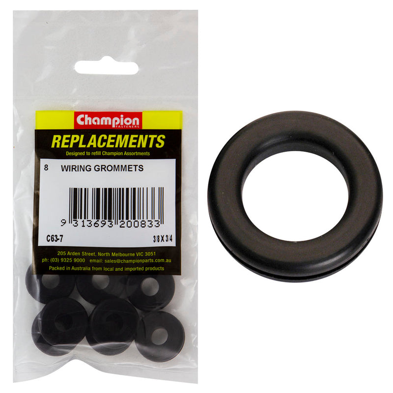 Champion 3/8in x 3/4in x 1in Rubber Wiring Grommet -8pk Default Title