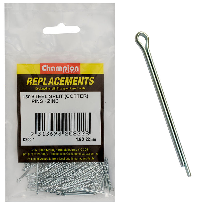 Champion 1.6mm x 22mm Steel Split (Cotter) Pin -150pk Default Title