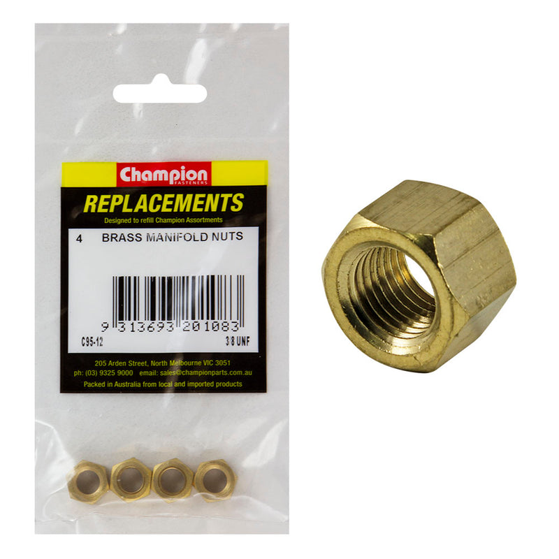 Champion 3/8in UNF Brass Manifold Nut -4pk Default Title