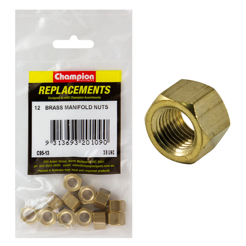 Champion 3/8in UNC Brass Manifold Nut -12pk Default Title