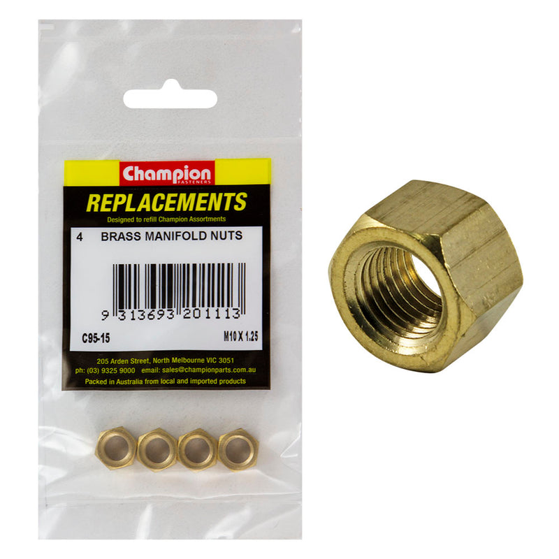 Champion M10 x 1.25mm Brass Manifold Nut -4pk Default Title