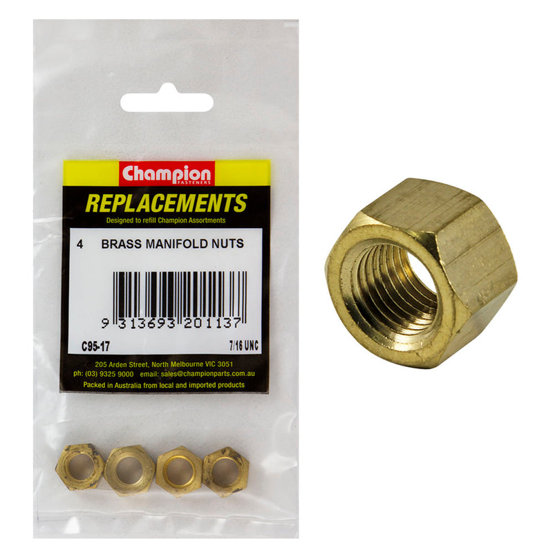 Champion 7/16in UNC Brass Manifold Nut -4pk Default Title