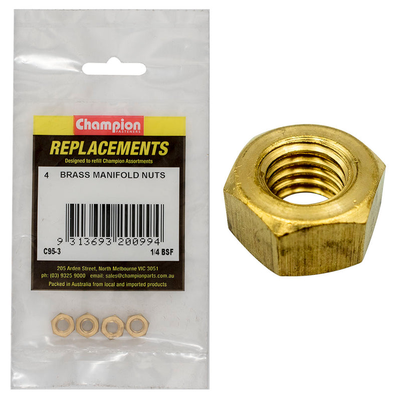 Champion 1/4in BSF Brass Manifold Nut -4pk Default Title