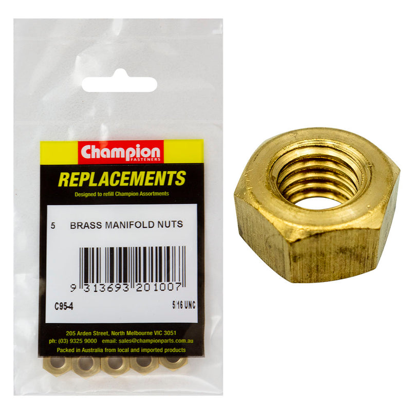 Champion 5/16in UNC Brass Manifold Nut -5pk Default Title