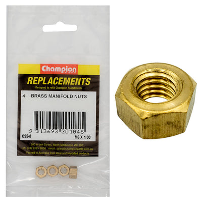 Champion M6 x 1.00mm Brass Manifold Nut -4pk Default Title