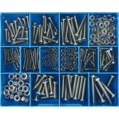 256PC STAINLESS MACHINE SCREWS & NUTS ASSORTMENT Default Title