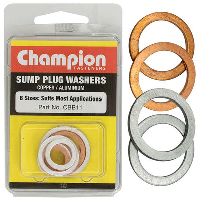 Champion 9Pc Copper/Alum. Sump Plug Washer Assortment Default Title