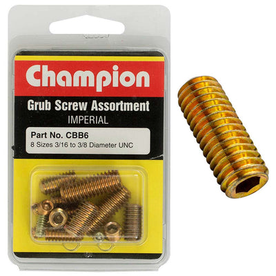 Champion 16Pc Imperial UNC Grub Set Screw Assortment Default Title