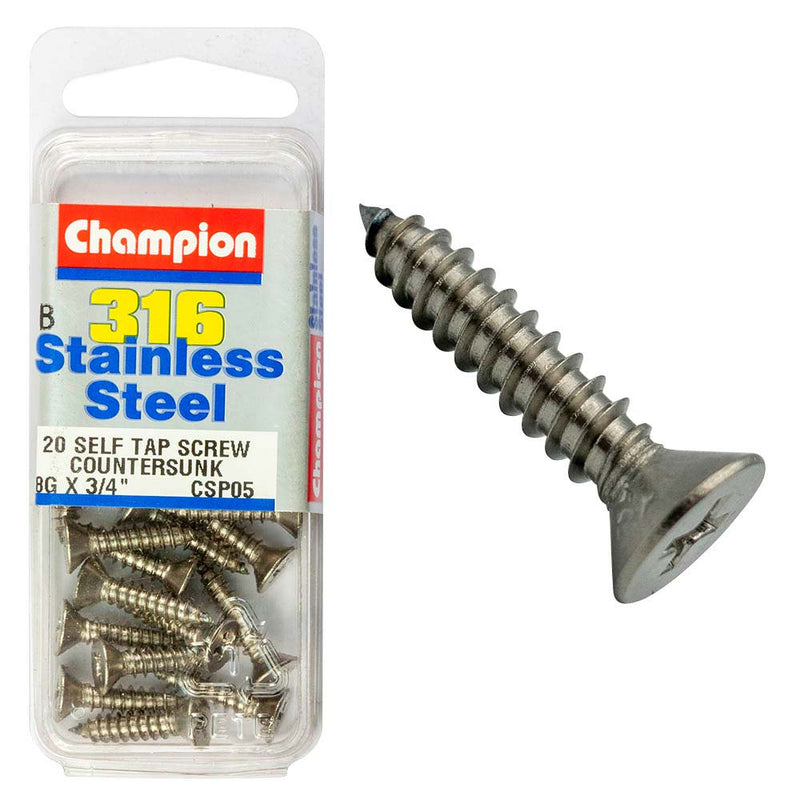 Champion 316/A4 S/Tap Set Screw - Csk 8G x 3/4in (B) Default Title