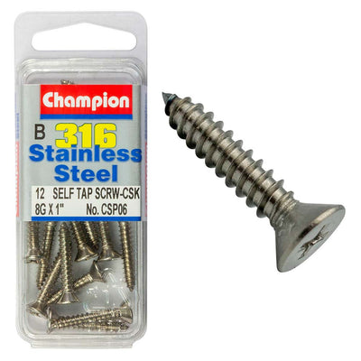 Champion 316/A4 S/Tap Set Screw - Csk 8G x 1in (B) Default Title