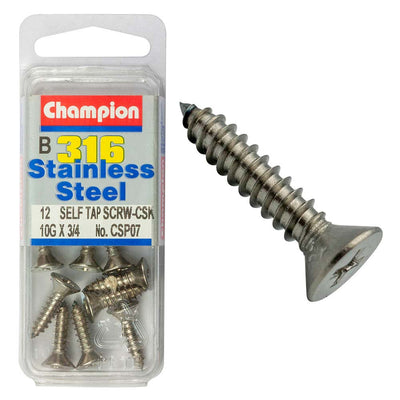 Champion 316/A4 S/Tap Set Screw - Csk 10G x 3/4in (B) Default Title