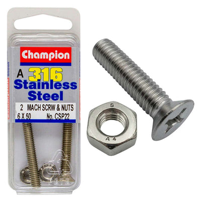 Champion 316/A4 Machine Set Screw & Nut - Csk 6 x 50 (A) Default Title