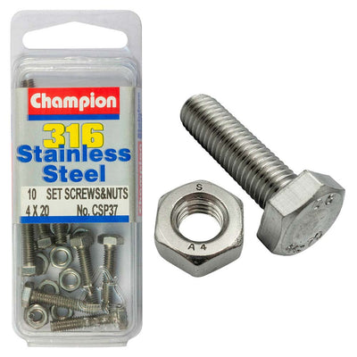 Champion 316/A4 Set Screw & Nut M4 x 20 (B) Default Title