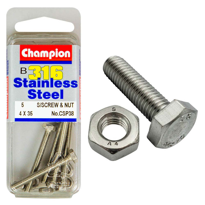 Champion 316/A4 Set Screw & Nut M4 x 35 (B) Default Title