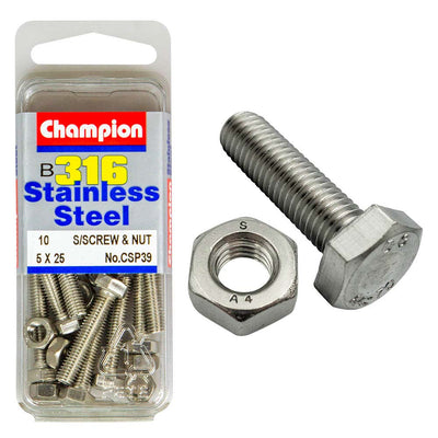 Champion 316/A4 Set Screw & Nut M5 x 25 (B) Default Title