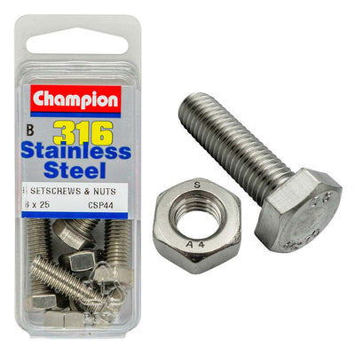 Champion 316/A4 Set Screw & Nut M8 x 25 (B) Default Title