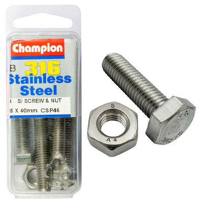 Champion 316/A4 Set Screw & Nut M8 x 40 (B) Default Title